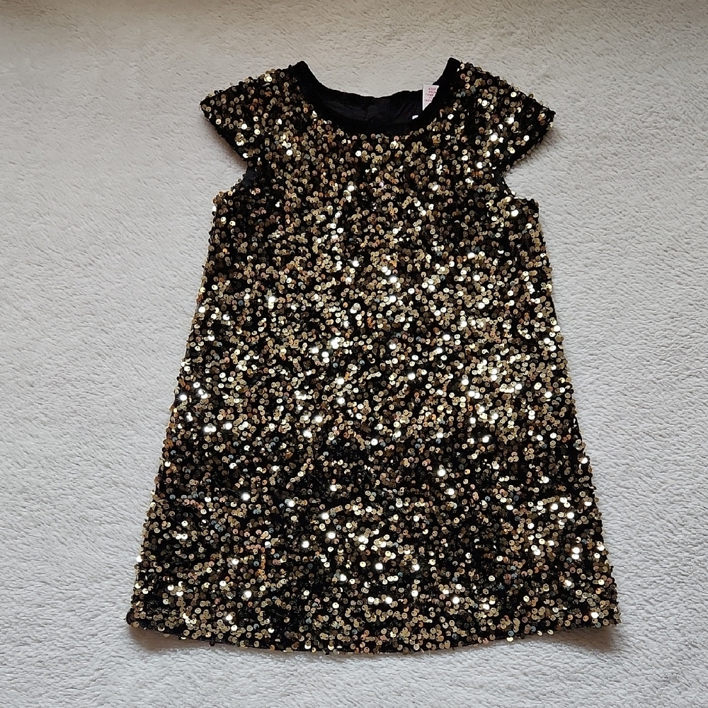 Cupcakes & Cashmere Black and Gold Sequin Girls Dress
